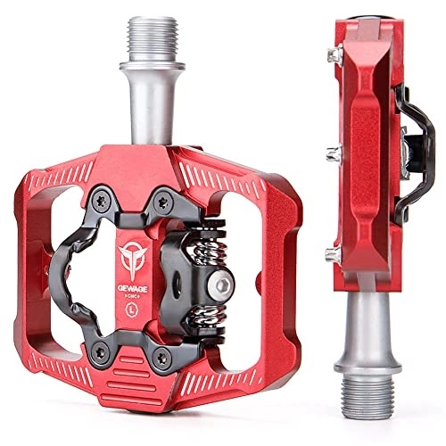 Mountain Bike Pedal : Bike Pedals Bike Pedal SPD Mountain Bike Clipless Pedals Aluminum Alloy Bicycle Pedals Dual Platform For MTB Mountain Bike Road Bike Mountain Bike Pedals (Color : Red)