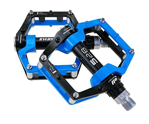 Mountain Bike Pedal : Bike Pedals Bike Pedals MTB Sealed Bearing Bicycle CNC Magnesium Alloy Road Mountain SPD Cleats Ultralight Bicycle Pedal Parts Mtb Pedals (Color : Blue)