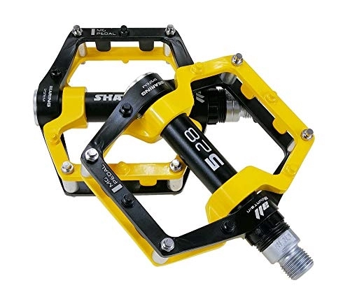 Mountain Bike Pedal : Bike Pedals Bike Pedals MTB Sealed Bearing Bicycle CNC Magnesium Alloy Road Mountain SPD Cleats Ultralight Bicycle Pedal Parts Mtb Pedals (Color : Yellow)