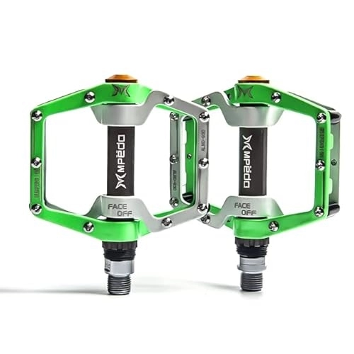Mountain Bike Pedal : Bike Pedals CNC Mountain Bike Road Bike Pedal 2 Sealed Bearing Pedal Bicycle Accessories Bicycle Pedal Non-slip Ultra-light Mtb Pedals (Color : Green)