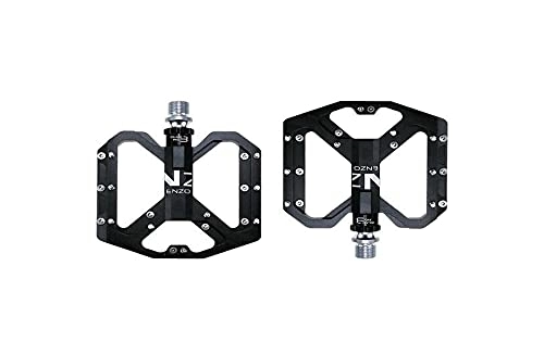 Mountain Bike Pedal : Bike Pedals, Cycling Bike Pedals Mountain Non-Slip Bike Pedals Platform Bicycle Flat Alloy Pedals 9 / 16" 3 Bearings For Road MTB Fixie Bikes (Color : Black)