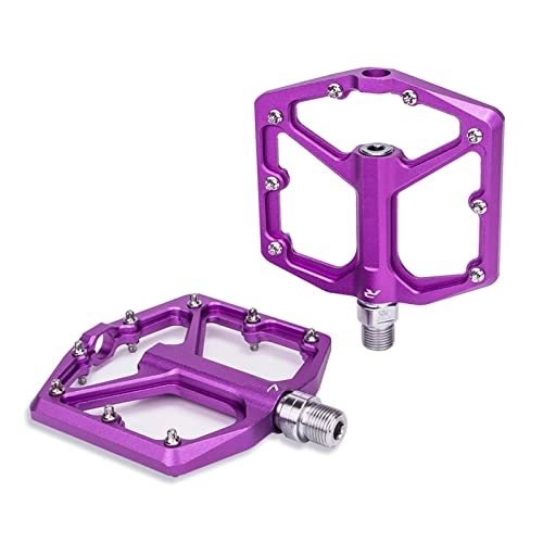Mountain Bike Pedal : Bike Pedals, Cycling Bike Pedals MTB Road Bike Ultralight Sealed Pedals CNC Cycling Part Alloy DH XC Hollow Anti-slip Bearings Du System Mountain 12mm Axle Mountain Bike Pedals (Color : JT07 Purple)