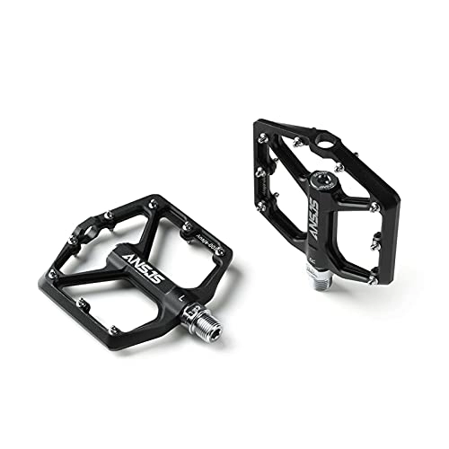 Mountain Bike Pedal : Bike Pedals, Cycling Bike Pedals Sealed Bearing Mountain Bike Pedals Platform Bicycle Flat Alloy Pedals 9 / 16" Pedals Non-Slip Alloy Flat Pedals (Color : Black)