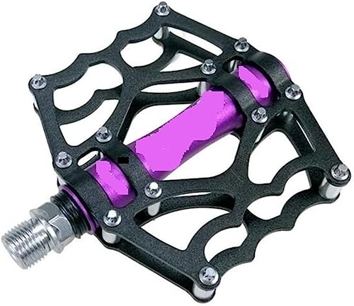 Mountain Bike Pedal : Bike Pedals，Cycling Pedals， Bicycle Pedals, MTB Mountain Aluminum Alloy Bike Footrest Big Flat Ultralight Cycling Pedal (Color : Purple)