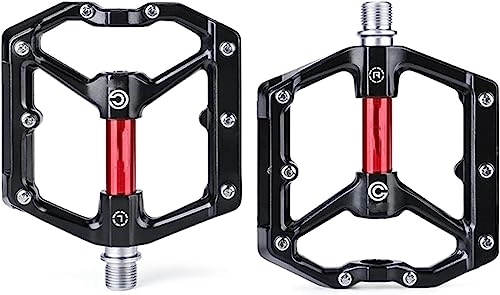 Mountain Bike Pedal : Bike Pedals，Cycling Pedals， Mountain Bearing Pedal for Bikes Parts Sealed Anti-Slip (Color : Rood, Size : 10.5x10.4x2.3cm)