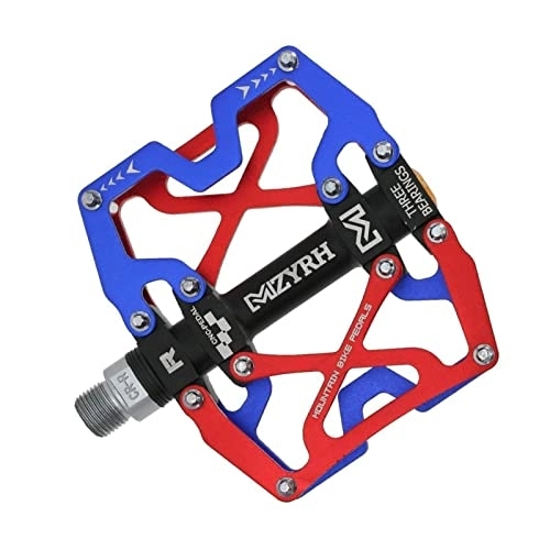 Mountain Bike Pedal : Bike Pedals, Cycling Pedals Mountain MTB Bike Wide Pedals 9 / 16" Cycling Sealed 3 Bearing Pedals CNC Machined Lubricated Sealed Bearing Platform Pedals compatible (Color : Red and Blue)