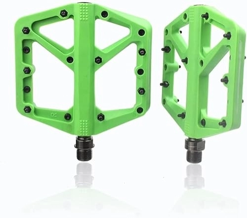 Mountain Bike Pedal : Bike Pedals，Cycling Pedals， Mountain MTB Nylon Pedals 9 / 16" Lightweight Wide Flat Platform Pedals 356g (Color : Groen)