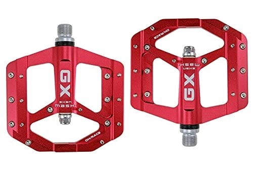 Mountain Bike Pedal : Bike Pedals Flat Foot Pedal Sealed Bike Pedals CNC Aluminum Body For MTB Road Mountain Bike 3 Bearing Bicycle Pedal Parts Bike Pedal (Color : Red)