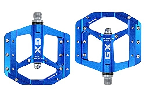 Mountain Bike Pedal : Bike Pedals Flat Foot Pedal Sealed Bike Pedals CNC Aluminum Body For MTB Road Mountain Bike 3 Bearing Bicycle Pedal Parts Mtb Pedals (Color : Blue)