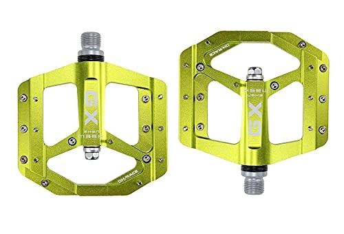 Mountain Bike Pedal : Bike Pedals Flat Foot Pedal Sealed Bike Pedals CNC Aluminum Body For MTB Road Mountain Bike 3 Bearing Bicycle Pedal Parts Mtb Pedals (Color : Green)