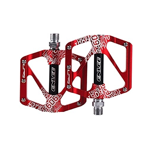 Mountain Bike Pedal : Bike Pedals, Lightweight, Mountain Bike Pedals of Aluminum Alloy with Non-Slip, 9 / 16 inch General size 3 Bearings Design Suitable for mountain bikes, electric bikes, etc (Red)