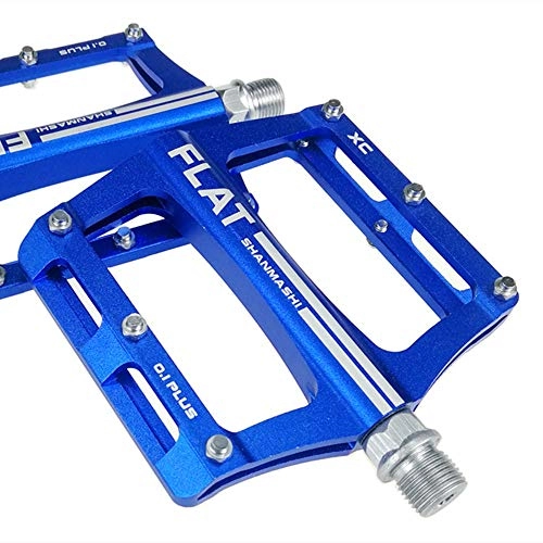 Mountain Bike Pedal : Bike Pedals Mountain And Road Bicycle Bicycle Cycling Platform Bike Pedals Road Bike Hybrid Easy to Install (Color : Blue, Size : One size)