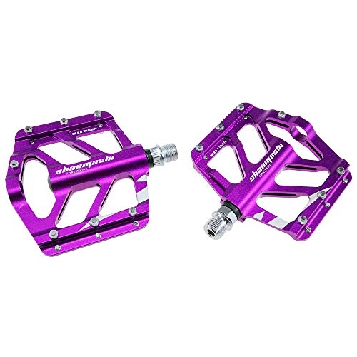 Mountain Bike Pedal : Bike Pedals Mountain Bicycle Pedal Using One Pair Of Fixed Gear Alloy Durable Skid Travel A Road Bike for MTB BMX Mountain Road Bike (Color : Purple)