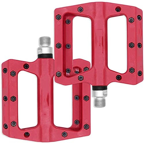 Mountain Bike Pedal : Bike Pedals Mountain Bike Bearing Pedals Anti Slip Durable Ultralight MTB BMX Bicycle Cycling Road Bike Hybrid Pedals (Color : Red)