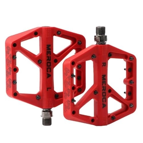 Mountain Bike Pedal : Bike Pedals Mountain Bike Pedal Nylon Fiber 9 / 16 Inch Widened Non-slip Bike Platform Pedal Bicycle Accessories Mtb Pedals (Color : Red)