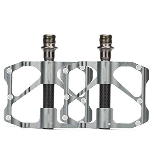 Mountain Bike Pedal : Bike Pedals Mountain Bike Pedal with Anti-skid Pins Bicycle Cycling Wide Platform Pedals for Road Mountain BMX MTB Bike (Color : Silver, Size : A)