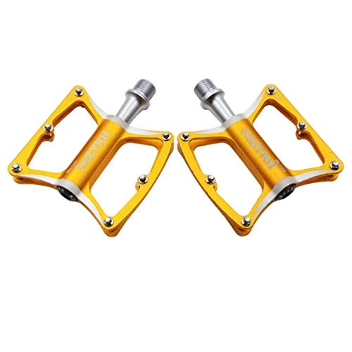Mountain Bike Pedal : Bike Pedals Mountain Bike Pedals 9 / 16 Inch Bicycle Pedals Aluminum Alloy Bicycle Pedals 3 Bearings Ultra Sealed Bearings Platform for MTB BMX Road, Gold