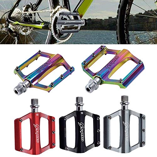 Mountain Bike Pedal : Bike Pedals Mountain Bike Road Bike Pedals, MTB Pedals Ultralight Colorful Aluminum Alloy Platform and Sealed Bearings, Non-slip Trekking Pedals