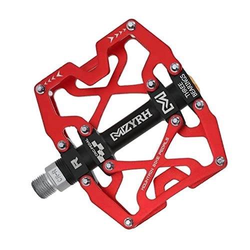 Mountain Bike Pedal : bike pedals Mountain MTB Bike Wide Pedals 9 / 16" Cycling Sealed 3 Bearing Pedals CNC Machined Lubricated Sealed Bearing Platform Pedals (Color : Red)