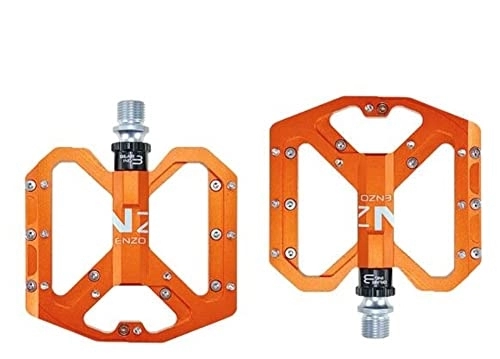 Mountain Bike Pedal : Bike Pedals Mountain Non-Slip Bike Pedals Platform Bicycle Flat Alloy Pedals 9 / 16" 3 Bearings For Road MTB Bikes Bike Pedal (Color : Orange)