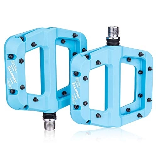 Mountain Bike Pedal : Bike Pedals MTB Bike Pedal Nylon 2 Bearing Composite 9 / 16 Mountain Bike Pedals High-Strength Non-Slip Bicycle Pedals Surface For Road BMX Mountain Bike Pedals (Color : Blue)