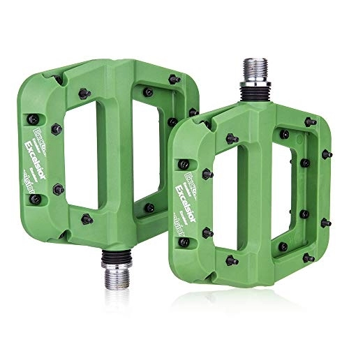 Mountain Bike Pedal : Bike Pedals MTB Bike Pedal Nylon 2 Bearing Composite 9 / 16 Mountain Bike Pedals High-Strength Non-Slip Bicycle Pedals Surface For Road BMX Mtb Pedals (Color : Green)