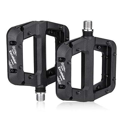 Mountain Bike Pedal : Bike Pedals MTB Bike Pedal Nylon 2 Bearing Composite 9 / 16 Mountain Bike Pedals High-Strength Non-Slip Bicycle Pedals Surface For Road BMX Pedals (Color : Black)