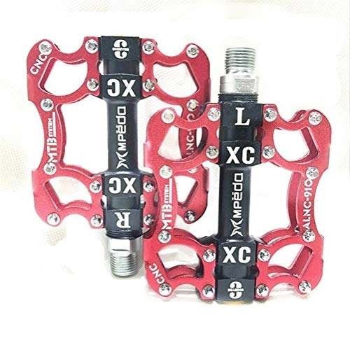Mountain Bike Pedal : Bike Pedals MTB BMX Sealed 3 Bearing Cleats Pegs Bicycle Pedal Aluminum Alloy Road Mountain Cycle Anti-slip Cycling Accessories Bike pedals (Color : Red)