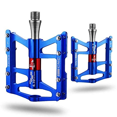 Mountain Bike Pedal : Bike Pedals MTB Pedals, Mountain Bike Pedals of Aluminum Alloy with Non-Slip and 4 Bearings Design, 9 / 16 Bicycle Platform Pedals Lightweight for Most of Mountain Bikes, Road Bikes WKY ( Color : Blue )