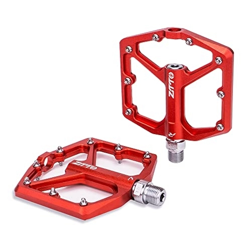 Mountain Bike Pedal : Bike Pedals MTB Road Bike Ultralight Sealed Pedals CNC Cycling Part Alloy DH XC Hollow Anti-slip Bearings Du System Mountain 12mm Axle Bike Pedal (Color : JT07 Red)
