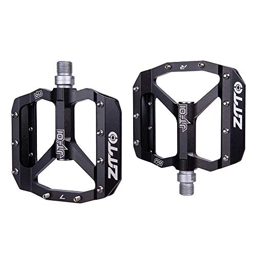Mountain Bike Pedal : Bike Pedals MTB Road Bike Ultralight Sealed Pedals CNC Cycling Part Alloy DH XC Hollow Anti-slip Bearings Du System Mountain 12mm Axle Mtb Pedals (Color : JT01 Black)