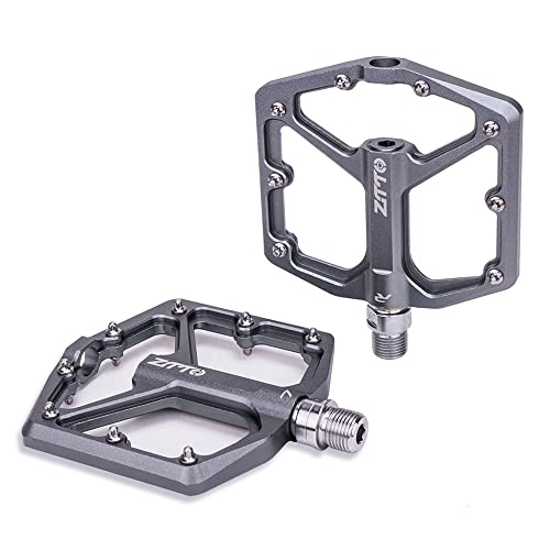 Mountain Bike Pedal : Bike Pedals MTB Ultralight Bike Pedal Flat CNC Aluminum Alloy AM Road Bicycle Smooth Bearings 9 / 16 Thread Large Area Mountain Bike Pedals (Color : JT07-Gray)