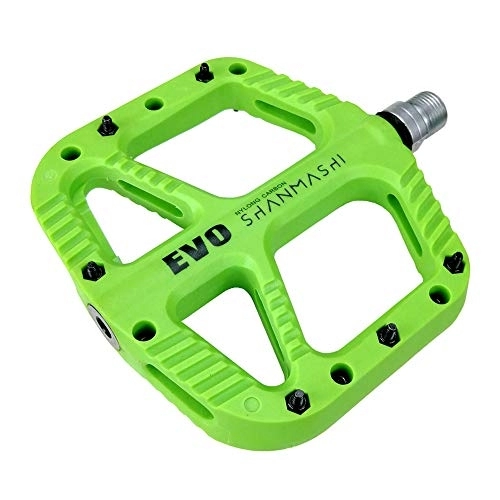 Mountain Bike Pedal : Bike Pedals, Nylon Fiber 9 / 16" Cycling Wide Platform Flat Pedals, Lightweight Stable with Anti-slip Cycling Bike Pedal for Road / Mountain / MTB / BMX Bike, Green