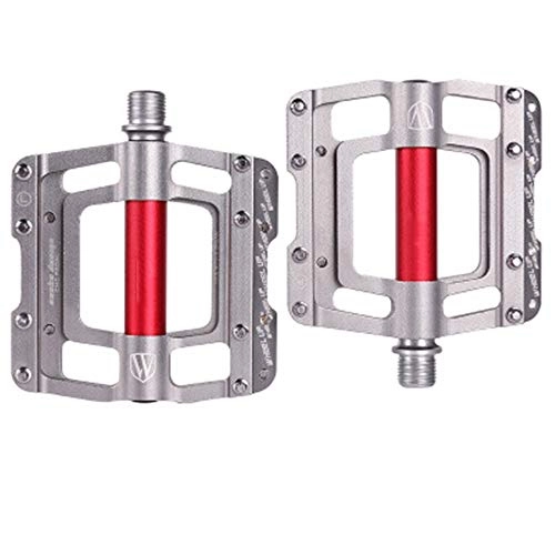 Mountain Bike Pedal : Bike Pedals, Pedals Bike Double Mountain Bicycle Pedals Platform Bike Pedals Blue Red Silver Offering Durability and Stability (Color : Silver, Size : 100x110x12mm)