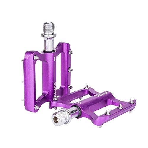 Mountain Bike Pedal : Bike Pedals Road Bike Ultra Light Flat Pedal Aluminum Alloy Bicycle Pedal Bearing Non-slip Folding Bicycle Road Bikes Mountain Bike Pedals (Color : Purple)