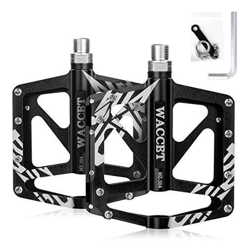 Mountain Bike Pedal : Bike Pedals Ultralight Mountain Bike Pedals Aluminum bicycle pedals 9 / 16" with 3 Sealed Bearings & 16pcs Anti-Slip Pins, MTB BMX Bicycle Cycling Wide Platform Pedals with Installation Tool (black)