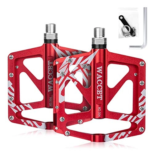 Mountain Bike Pedal : Bike Pedals Ultralight Mountain Bike Pedals Aluminum bicycle pedals 9 / 16" with 3 Sealed Bearings & 16pcs Anti-Slip Pins, MTB BMX Bicycle Cycling Wide Platform Pedals with Installation Tool (red)