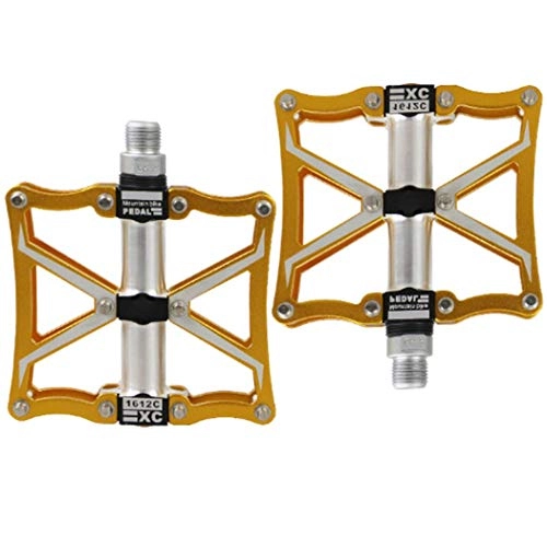 Mountain Bike Pedal : Bike Pedals Universal Bicycle Pedals Alloy Bicycle Pedals Non-Slip with Ultra Sealed Bearings Platform for 9 / 16" MTB BMX Road Mountain Bike Cycle, Pair, GoldAsh