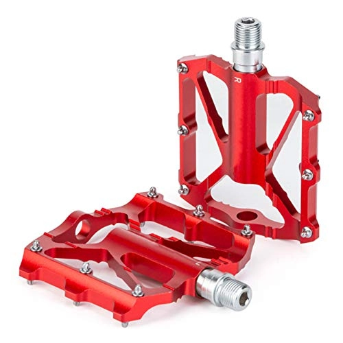 Mountain Bike Pedal : Bike Pedals, Waterproof And Rustproof Aluminum Alloy Wide Face Palin Pedal with Cleats for Mountain Road Trekking Bike, Red