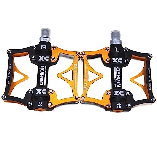 Mountain Bike Pedal : Bike Pedals Wide Flat Mountain Road Cycling Bicycle Bike Pedal 3 Sealed Bearings 9 / 16 MTB BMX Pedals 5 Colors Available Mtb Pedals (Color : Gold)