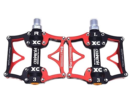 Mountain Bike Pedal : Bike Pedals Wide Flat Mountain Road Cycling Bicycle Bike Pedal 3 Sealed Bearings 9 / 16 MTB BMX Pedals 5 Colors Available Mtb Pedals (Color : Red)