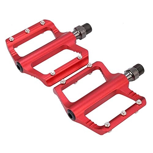 Mountain Bike Pedal : Bike Platform Pedals, Mountain Bike Pedals Aluminum Alloy Sealed Bearing Axle 9 / 16" Thread Spindle for Mountain Road Cycling MTB BMX(Red)