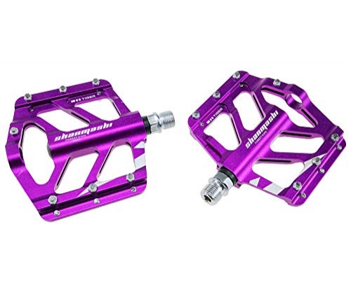 Mountain Bike Pedal : BIKERISK Bicycle Cycling Bike Pedals, Aluminum Alloy Cycling Mountain Bike Flat Pedals for Mountain Road City Bikes, Ultralight MTB BMX Bicycle Cycling Road Bike Hybrid Pedals for 9 / 16 inch, Purple