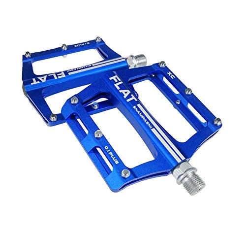 Mountain Bike Pedal : BIKERISK Bike Pedals, New Aluminum Alloy Mountain Road Bike Hybrid Pedals with 3 Ultral Sealed Bearings, Cr-Mo CNC Machined 9 / 16 inch, Blue
