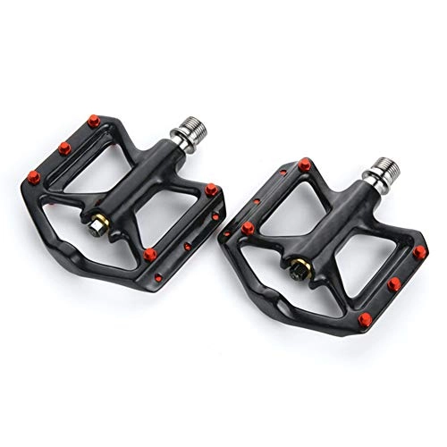 Mountain Bike Pedal : BIKERISK Bike Pedals, New Aluminum Alloy Mountain Road Bike Hybrid Pedals with Ultral Sealed Bearings, Cr-Mo CNC Machined 9 / 16 inch (1 Pair, Black)
