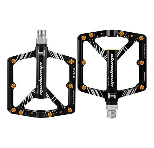 Mountain Bike Pedal : BIKERISK Mountain Bike Pedals Road Bicycle MTB Pedals Wide Platform, Non-Slip Aluminum Alloy CNC Machined Cycling Sealed 4 Bearing BMX Bike Pedal For Mountain 9 / 16" Bikes