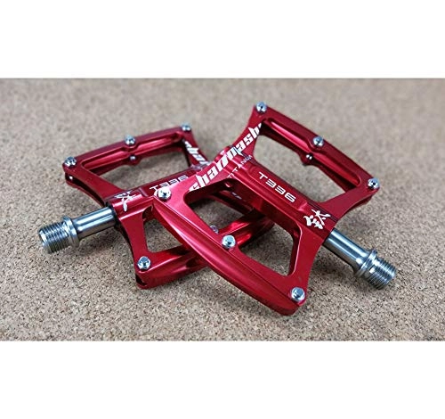 Mountain Bike Pedal : BIKERISK New mountain bike bearing titanium alloy pedals dead fly road folding Palin foot pedals, Red