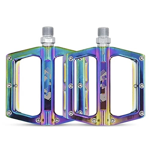 Mountain Bike Pedal : BINTING Bike Pedals Aluminum Alloy Wide Platform Flat Non-Slip Bicycle Pedals for Road Mountain BMX MTB Bike, Multicolor
