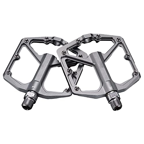Mountain Bike Pedal : BINTING Bike Pedals Lightweight Aluminum Alloy with Removable Anti-Skid Nails for Mountain, Road, Folding Bicycle, 1Pair Pedals, Gray