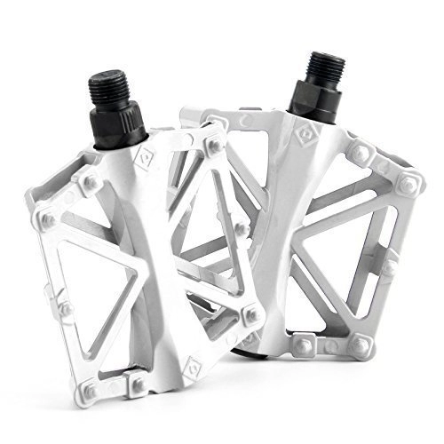 Mountain Bike Pedal : BINTING Bike Pedals with 16 Anti Skid Pins, Lightweight Aluminum Alloy Platform Pedal for Mountain Road Bicycle, White